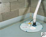 Illustration of an exterior French drain system installed around the perimeter of a home