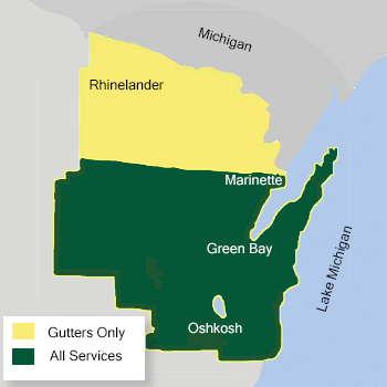 Map of LeafGuard by Keeney Home Services service area