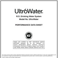 UltroWater Drinking Water System Specs
